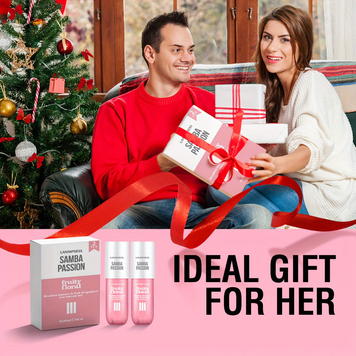 2 Pcs Set Brazilian Body&Hair Fragrance Mist, Enchanting Fruity Floral Body Spray, Long-Lasting, Eau De Parfum Body Spray For Women, Perfect Gifts For Romantic Dates, Luxurious Everyday & Travel Fragrance Party Play Travel Im