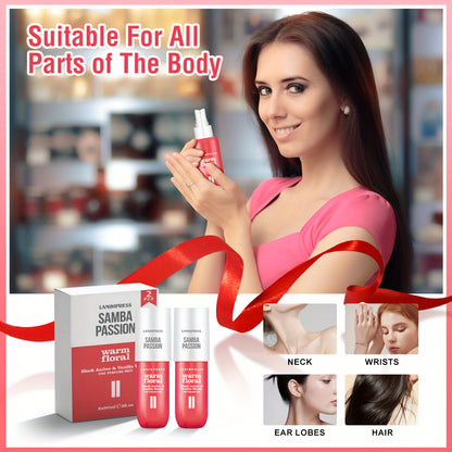 2 Pcs Set Brazilian Body&Hair Fragrance Mist, Enchanting Warm Floral Body Spray, Long-Lasting, Eau De Parfum Body Spray For Women, Perfect Gifts For Romantic Dates, Luxurious Everyday & Travel Fragrance Party Play Travel Impo