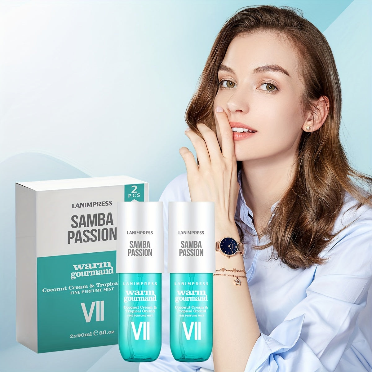 2 Pcs Set Long-Lasting Eau De Parfum Brazilian Body & Hair Fragrance Mist, Enchanting Warm Gourmand Body Spray for Women, Perfect Gifts for Romantic Dates, Luxurious Everyday & Travel Fragrance