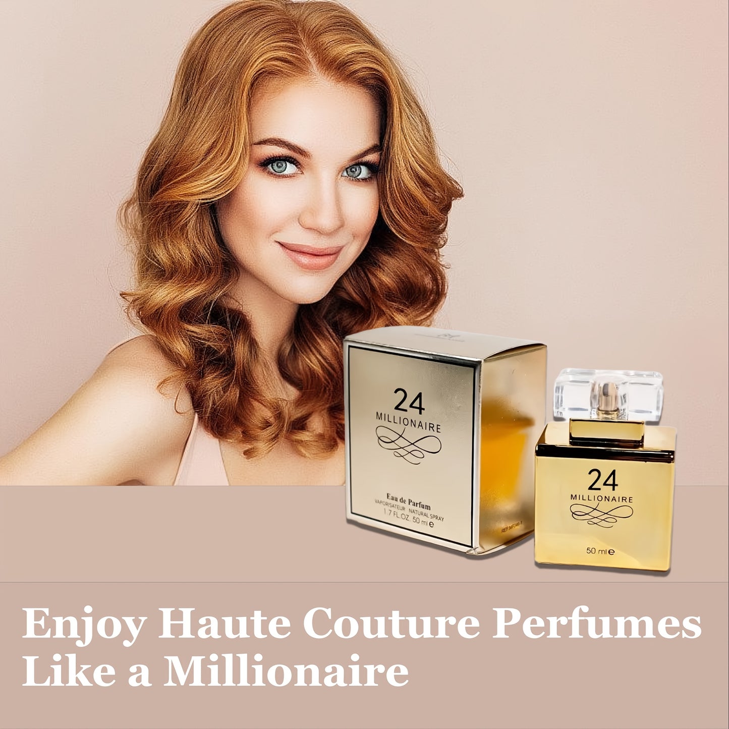 24K Golden Women's Eau De Parfum - Fresh Vanilla & Sweet Fruit Scent, Long-Lasting Fragrance, Perfect Gift for Holidays, 1.7oz/50ml