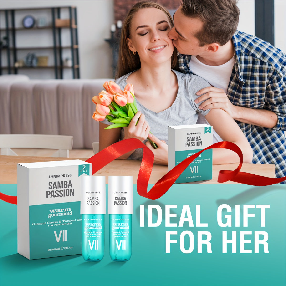 2 Pcs Set Long-Lasting Eau De Parfum Brazilian Body & Hair Fragrance Mist, Enchanting Warm Gourmand Body Spray for Women, Perfect Gifts for Romantic Dates, Luxurious Everyday & Travel Fragrance