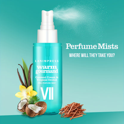 2 Pcs Set Long-Lasting Eau De Parfum Brazilian Body & Hair Fragrance Mist, Enchanting Warm Gourmand Body Spray for Women, Perfect Gifts for Romantic Dates, Luxurious Everyday & Travel Fragrance