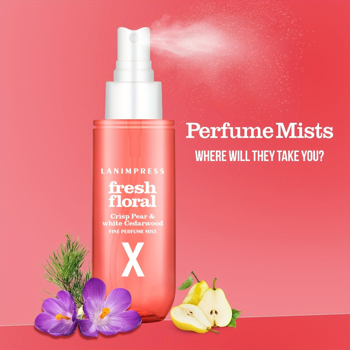 2 Pcs Set Brazilian Body&Hair Fragrance Mist, Enchanting Fresh Floral Body Spray, Long-Lasting, Eau De Parfum Body Spray For Women, Perfect Gifts For Romantic Dates, Luxurious Everyday & Travel Fragrance Party Play Travel Imp