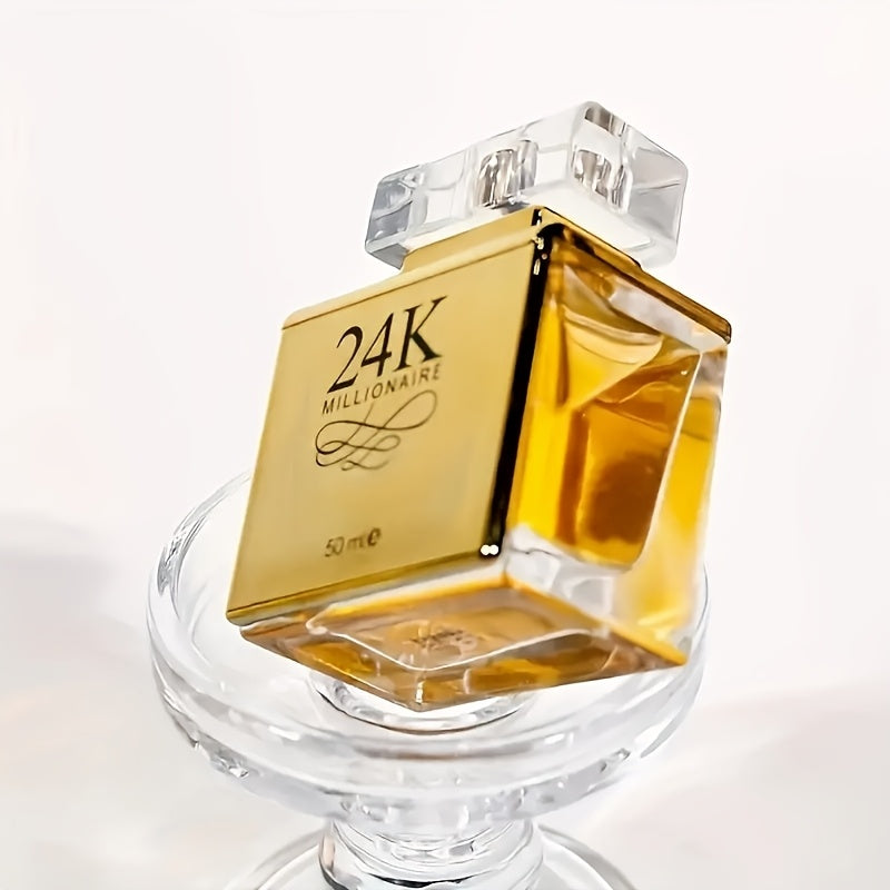 24K Golden Women's Eau De Parfum - Fresh Vanilla & Sweet Fruit Scent, Long-Lasting Fragrance, Perfect Gift for Holidays, 1.7oz/50ml