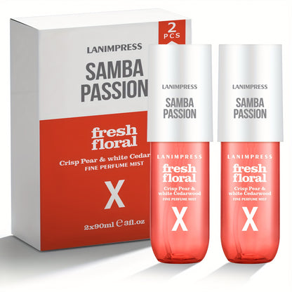 2 Pcs Set Brazilian Body&Hair Fragrance Mist, Enchanting Fresh Floral Body Spray, Long-Lasting, Eau De Parfum Body Spray For Women, Perfect Gifts For Romantic Dates, Luxurious Everyday & Travel Fragrance Party Play Travel Imp