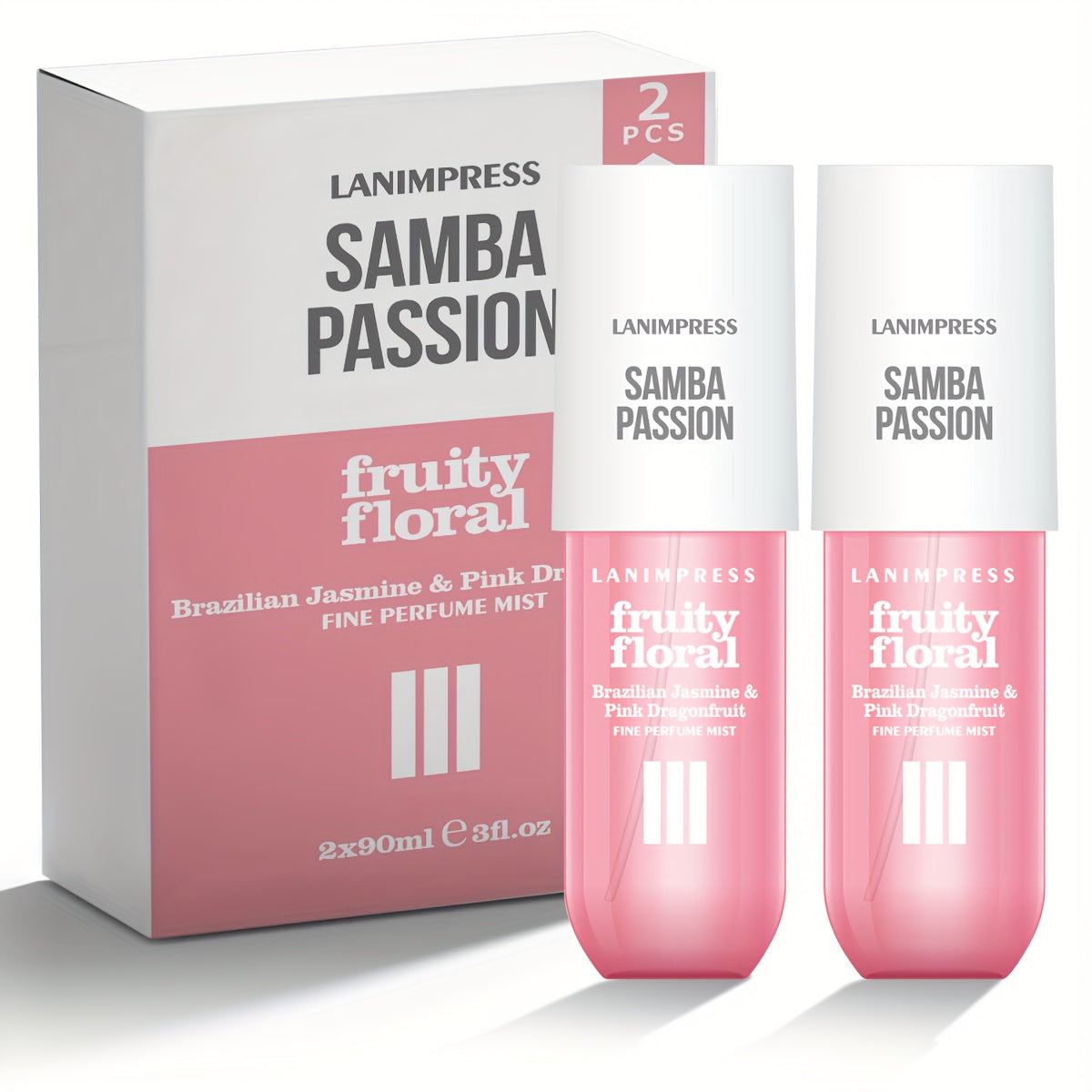 2 Pcs Set Brazilian Body&Hair Fragrance Mist, Enchanting Fruity Floral Body Spray, Long-Lasting, Eau De Parfum Body Spray For Women, Perfect Gifts For Romantic Dates, Luxurious Everyday & Travel Fragrance Party Play Travel Im