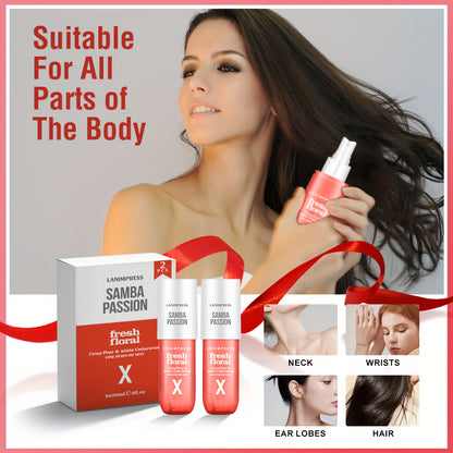 2 Pcs Set Brazilian Body&Hair Fragrance Mist, Enchanting Fresh Floral Body Spray, Long-Lasting, Eau De Parfum Body Spray For Women, Perfect Gifts For Romantic Dates, Luxurious Everyday & Travel Fragrance Party Play Travel Imp