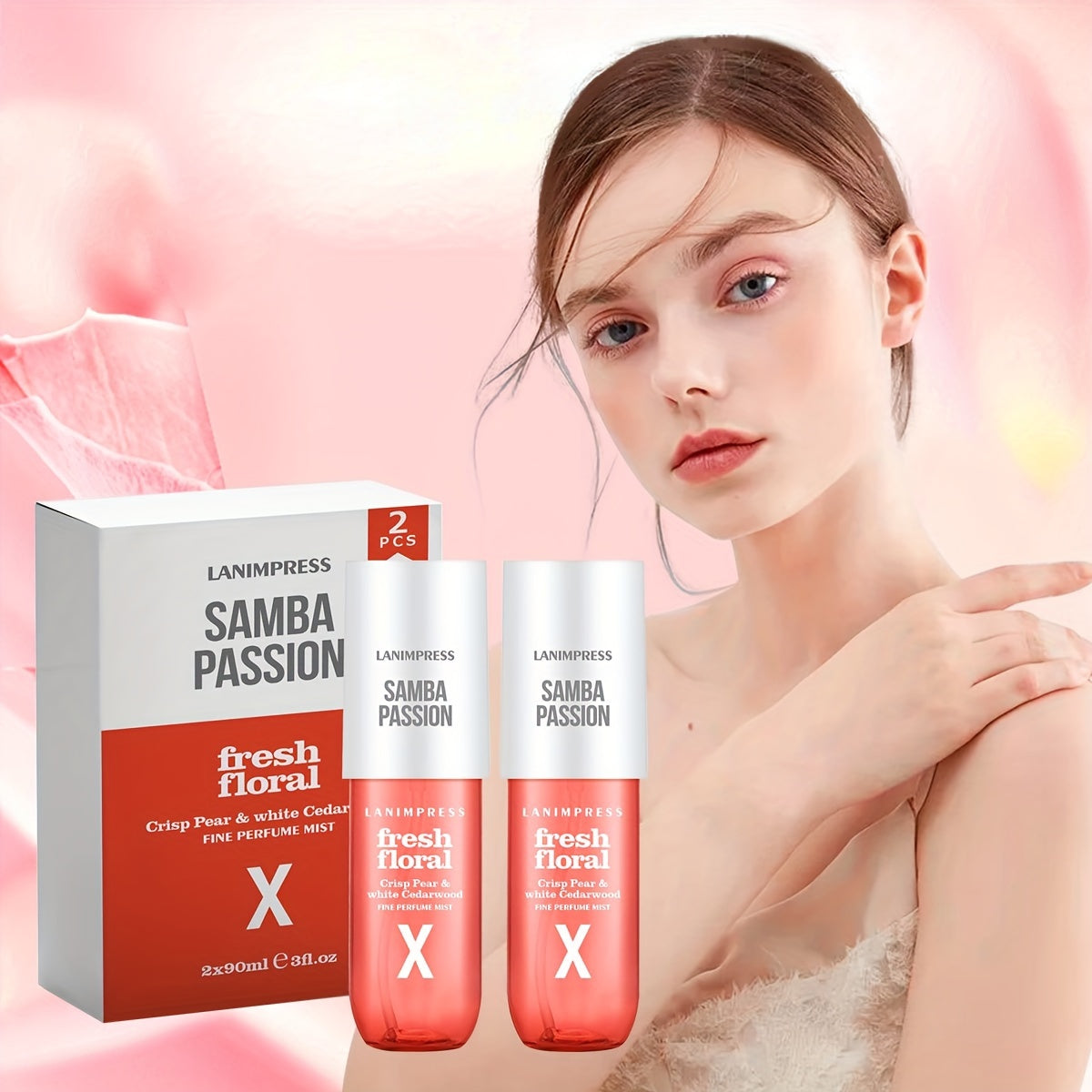 2 Pcs Set Brazilian Body&Hair Fragrance Mist, Enchanting Fresh Floral Body Spray, Long-Lasting, Eau De Parfum Body Spray For Women, Perfect Gifts For Romantic Dates, Luxurious Everyday & Travel Fragrance Party Play Travel Imp