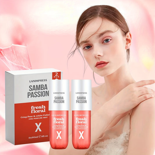 2 Pcs Set Brazilian Body&Hair Fragrance Mist, Enchanting Fresh Floral Body Spray, Long-Lasting, Eau De Parfum Body Spray For Women, Perfect Gifts For Romantic Dates, Luxurious Everyday & Travel Fragrance Party Play Travel Imp