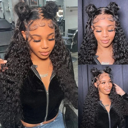 13X6 Glueless Water Wave Lace Front Wig Deep Wave 100% Human Isee Hair Wig For Women Wet And Wavy Loose Closure Wig Perruque