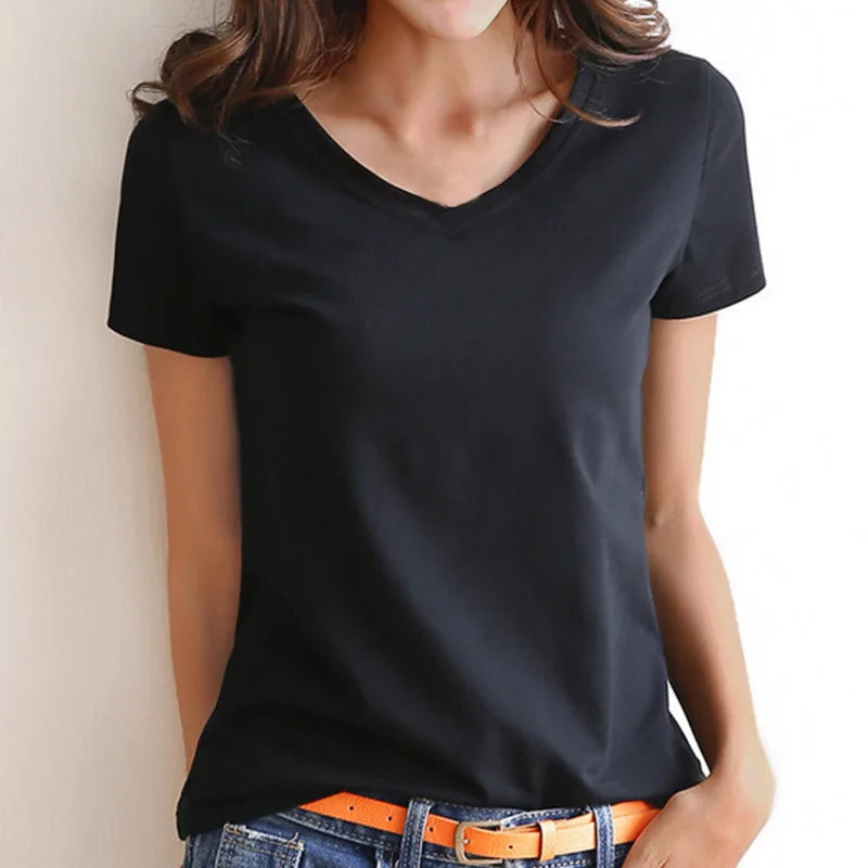 2023 Women'S T-Shirt Casual Solid Short Sleeved Tops Slim Half-Sleeved Large Size Female Bottoming Tee Summer Clothes Homewear