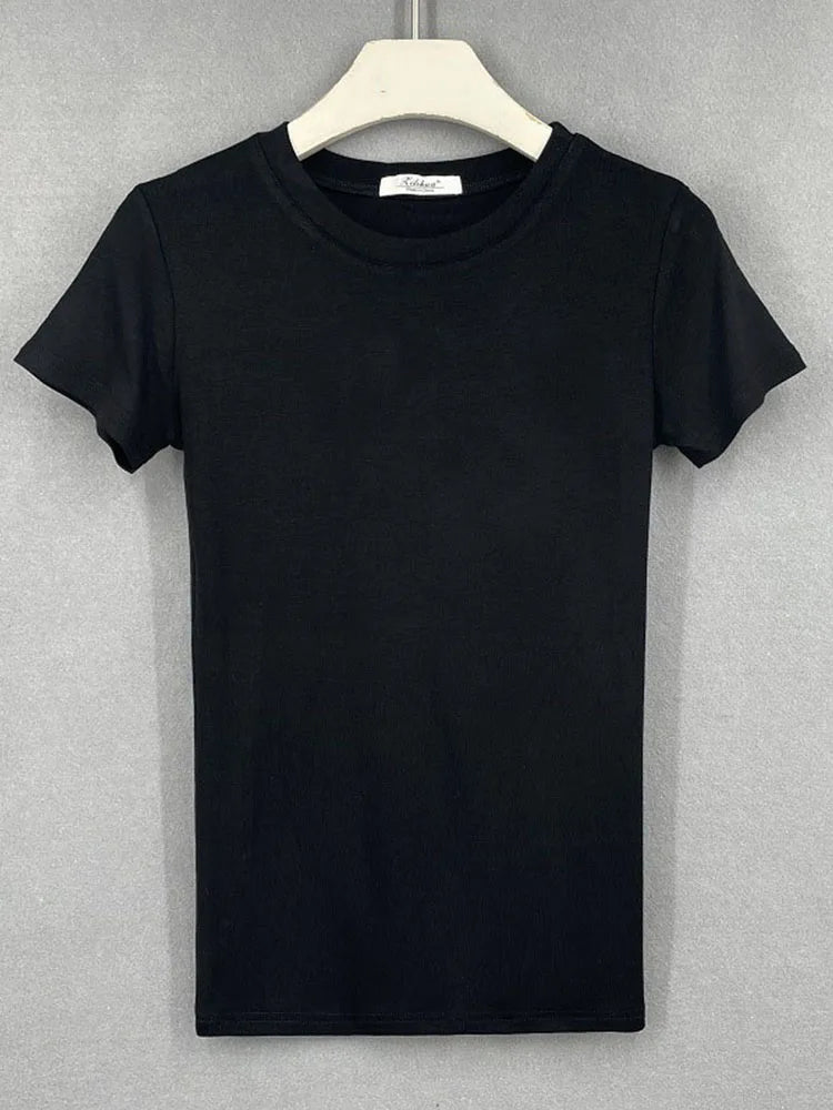 2025 summer character t-shirts fashion girls tops short sleeve Slim t-shirts korean women cotton Tee Shirt Femme