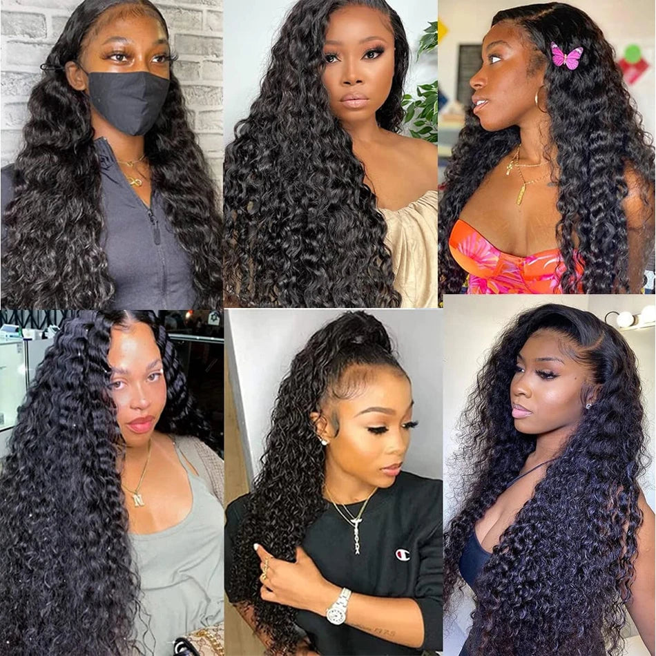 13X6 Glueless Water Wave Lace Front Wig Deep Wave 100% Human Isee Hair Wig For Women Wet And Wavy Loose Closure Wig Perruque