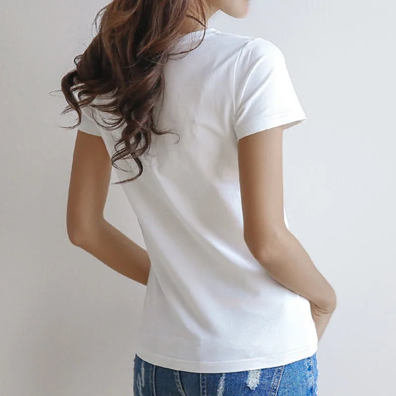 2023 Women'S T-Shirt Casual Solid Short Sleeved Tops Slim Half-Sleeved Large Size Female Bottoming Tee Summer Clothes Homewear