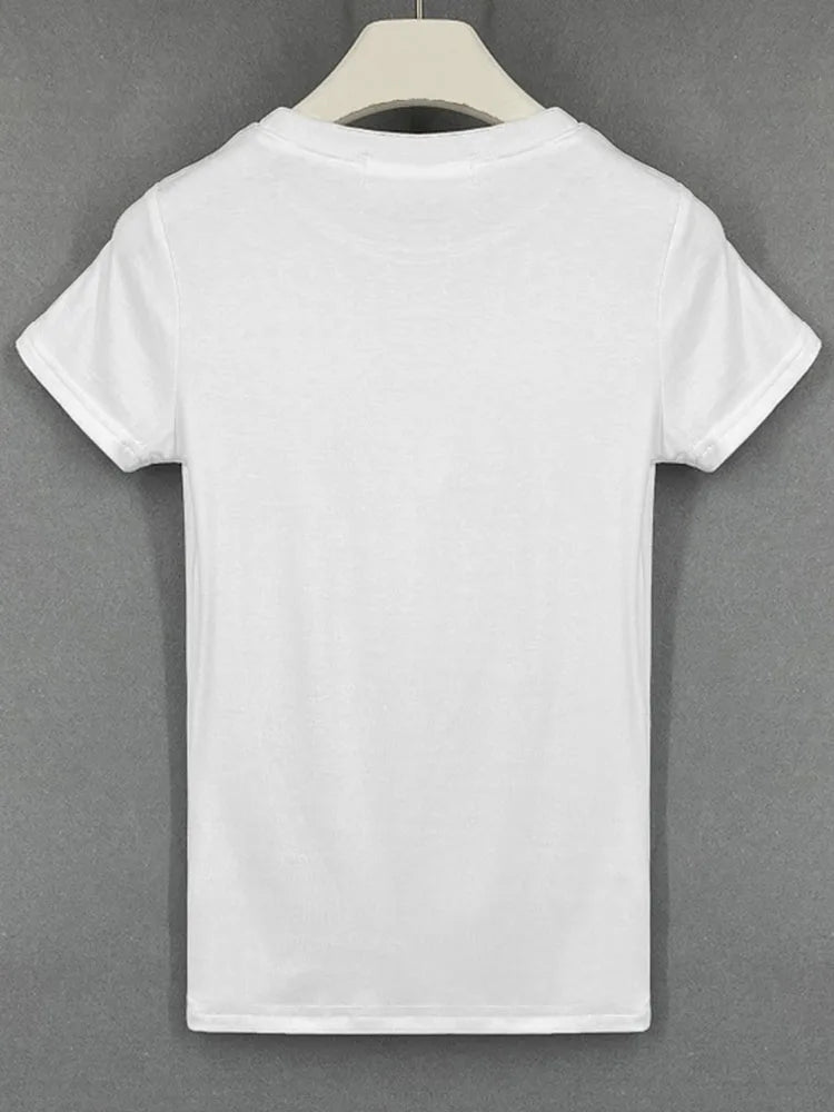 2025 summer character t-shirts fashion girls tops short sleeve Slim t-shirts korean women cotton Tee Shirt Femme