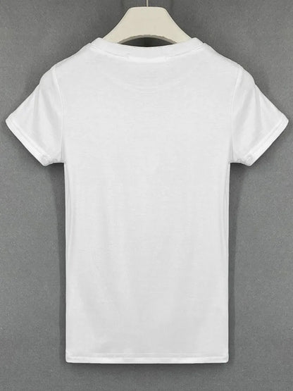 2025 summer character t-shirts fashion girls tops short sleeve Slim t-shirts korean women cotton Tee Shirt Femme