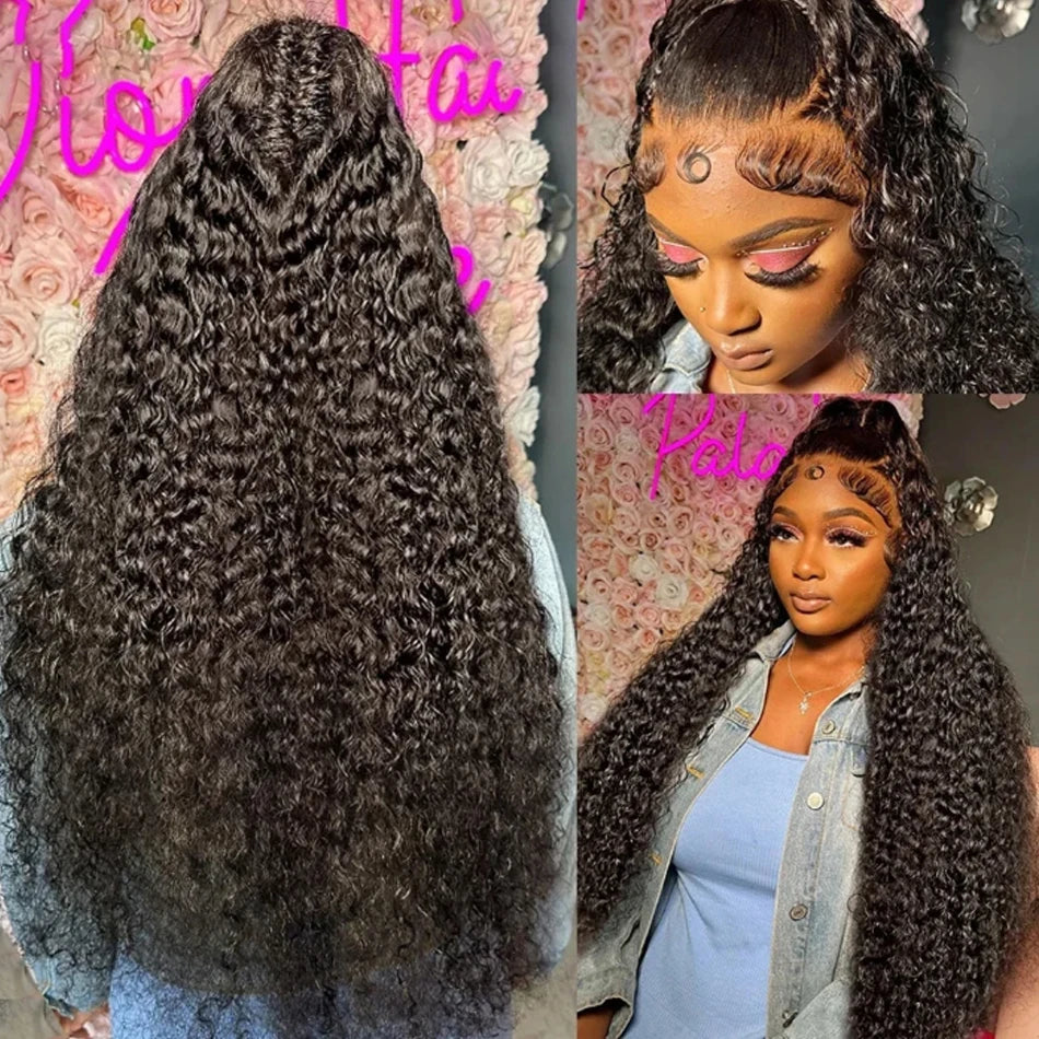 13X6 Glueless Water Wave Lace Front Wig Deep Wave 100% Human Isee Hair Wig For Women Wet And Wavy Loose Closure Wig Perruque