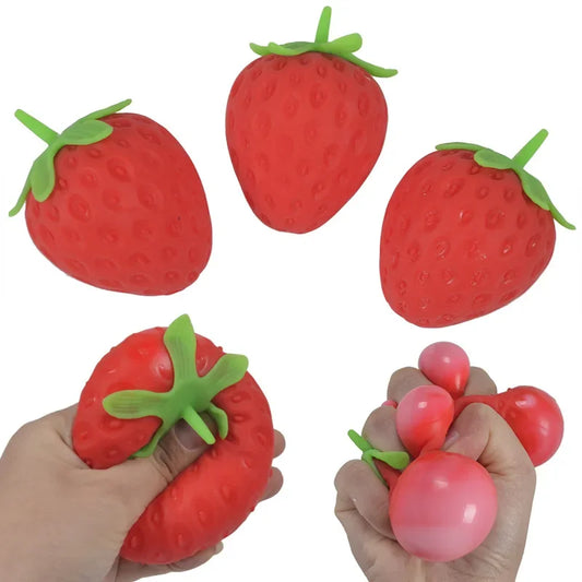 1 Piece of Stress Relieving Strawberry Squeeze Music Simulation Stress Relieving Ball Fruit Ball Stress Relieving Children's Toy