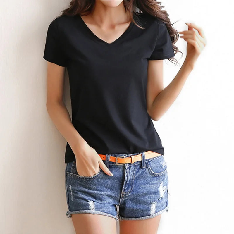 2023 Women'S T-Shirt Casual Solid Short Sleeved Tops Slim Half-Sleeved Large Size Female Bottoming Tee Summer Clothes Homewear