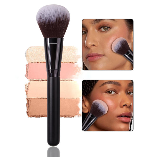 1 piece of high-end black wood-handled soft facial loose powder blush makeup brush, a professional beauty tool