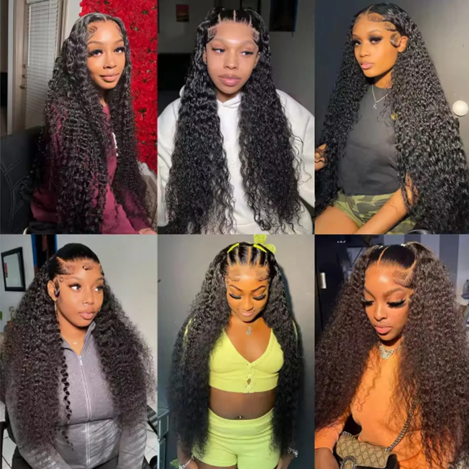 13X6 Glueless Water Wave Lace Front Wig Deep Wave 100% Human Isee Hair Wig For Women Wet And Wavy Loose Closure Wig Perruque