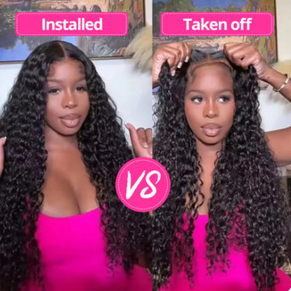 13X6 Glueless Water Wave Lace Front Wig Deep Wave 100% Human Isee Hair Wig For Women Wet And Wavy Loose Closure Wig Perruque