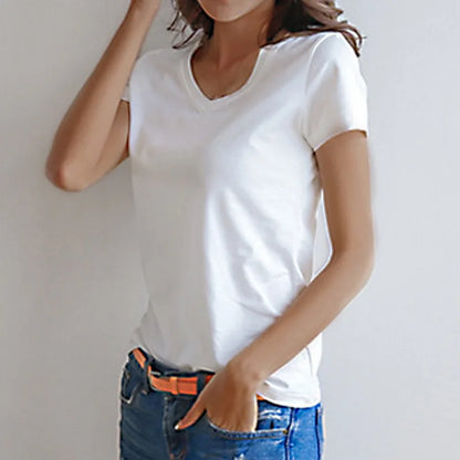 2023 Women'S T-Shirt Casual Solid Short Sleeved Tops Slim Half-Sleeved Large Size Female Bottoming Tee Summer Clothes Homewear