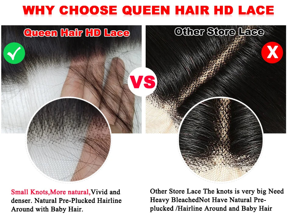 13x6 HD Lace Frontal Straight 13x4 Transparent Lace Frontal Peruvian Virgin Raw Hair Nature Hairline Bleached Knots Preplucked