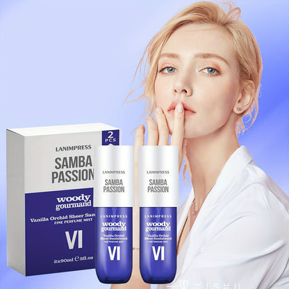 2 Pcs Set Brazilian Body&Hair Fragrance Mist, Enchanting Woody Gourmand Body Spray, Long-Lasting, Eau De Parfum Body Spray For Women, Perfect Gifts For Romantic Dates, Luxurious Everyday & Travel Fragrance Party Play Travel I