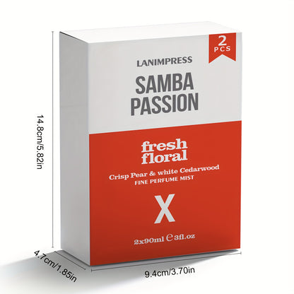 2 Pcs Set Brazilian Body&Hair Fragrance Mist, Enchanting Fresh Floral Body Spray, Long-Lasting, Eau De Parfum Body Spray For Women, Perfect Gifts For Romantic Dates, Luxurious Everyday & Travel Fragrance Party Play Travel Imp