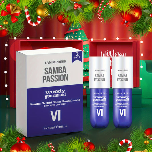 2 Pcs Set Brazilian Body&Hair Fragrance Mist, Enchanting Woody Gourmand Body Spray, Long-Lasting, Eau De Parfum Body Spray For Women, Perfect Gifts For Romantic Dates, Luxurious Everyday & Travel Fragrance Party Play Travel I