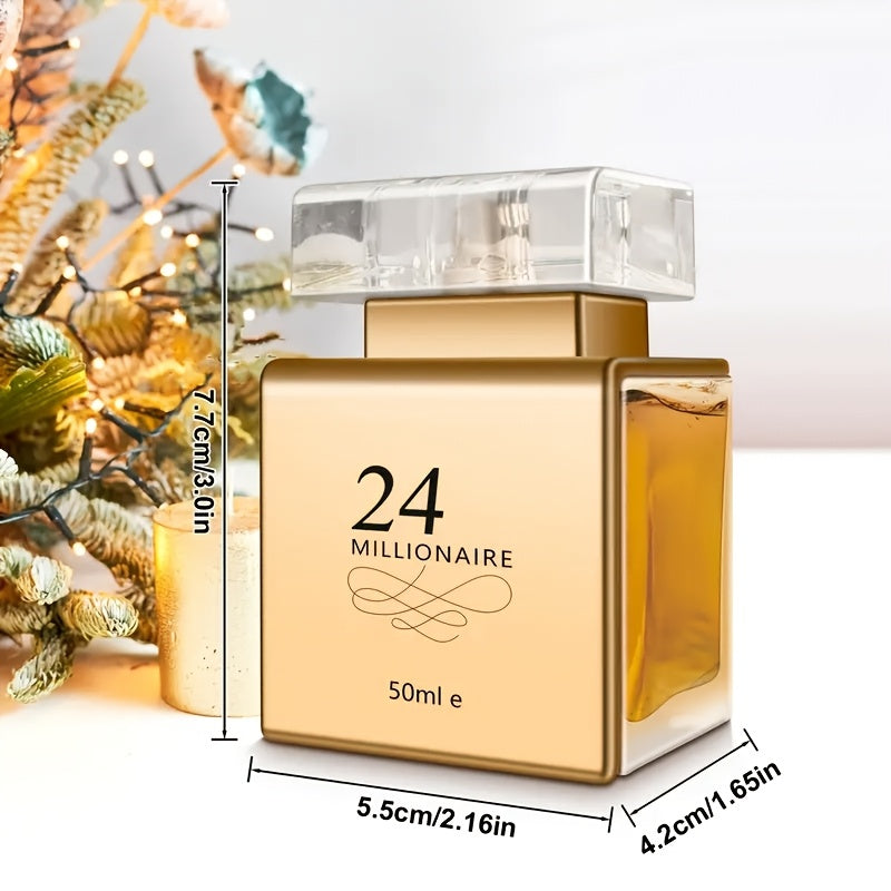 24K Golden Women's Eau De Parfum - Fresh Vanilla & Sweet Fruit Scent, Long-Lasting Fragrance, Perfect Gift for Holidays, 1.7oz/50ml