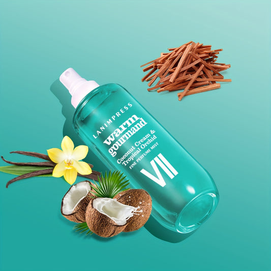 2 Pcs Set Long-Lasting Eau De Parfum Brazilian Body & Hair Fragrance Mist, Enchanting Warm Gourmand Body Spray for Women, Perfect Gifts for Romantic Dates, Luxurious Everyday & Travel Fragrance