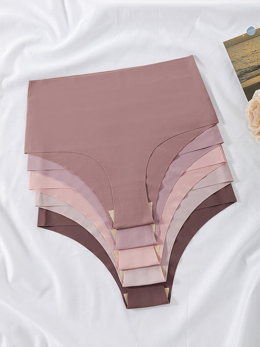 5-Pack Women's Solid Color Comfortable Breathable High-Waisted Briefs