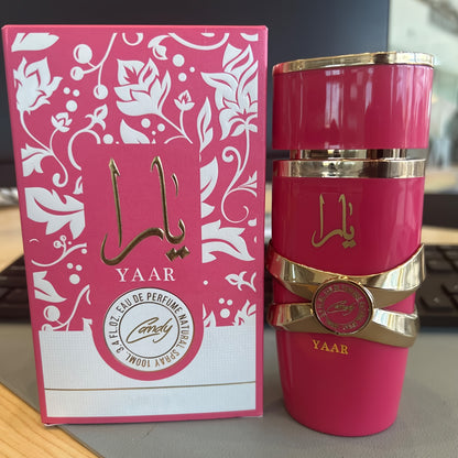 Yala Valentine's Day Candy Perfume for Women - Long-Lasting Eau De Parfum, 3.4oz (100ml), Amber Fruity & Floral Notes, BPA-Free, Ideal for Romantic Gifts, Valentine's Day Fragrance | Luxury Perfume Bottle | Metallic Accents