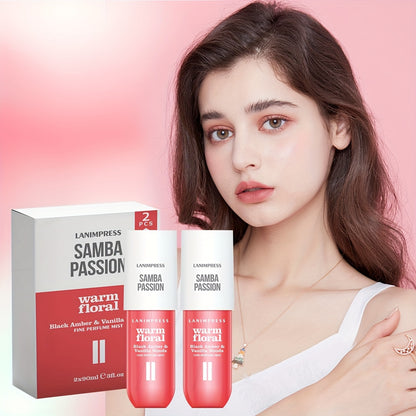 2 Pcs Set Brazilian Body&Hair Fragrance Mist, Enchanting Warm Floral Body Spray, Long-Lasting, Eau De Parfum Body Spray For Women, Perfect Gifts For Romantic Dates, Luxurious Everyday & Travel Fragrance Party Play Travel Impo